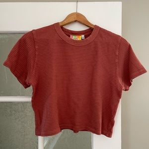 Big Bud Press Cropped Honeycomb Tee Clay Red